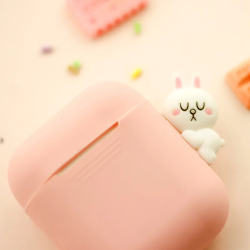 airpods cover shockproof for Apple Bluetooth Earphone Charging Brown bear Bunny Cony Ultra Thin soft Case cute Protective Skin