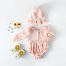 Ins/Лидер продаж; Комбинезоны для маленьких девочек; милые детские комбинезоны для девочек; шапочка; кружевная одежда принцессы для малышей