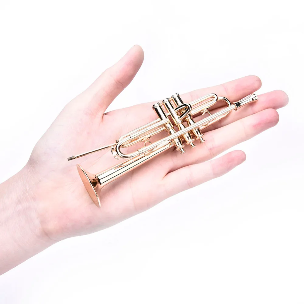 

Mini Trumpet Miniature Trumpet Model Vision Enjoyment With Gilded Metal + Plastic Stent + Patent Leather Case Collection