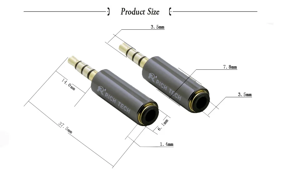 3.5mm 4 Poles Stereo Male Connector (6)