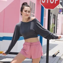 Короткая быстросохнущая свободная спортивная одежда с длинными рукавами для бега, тренировок, йоги