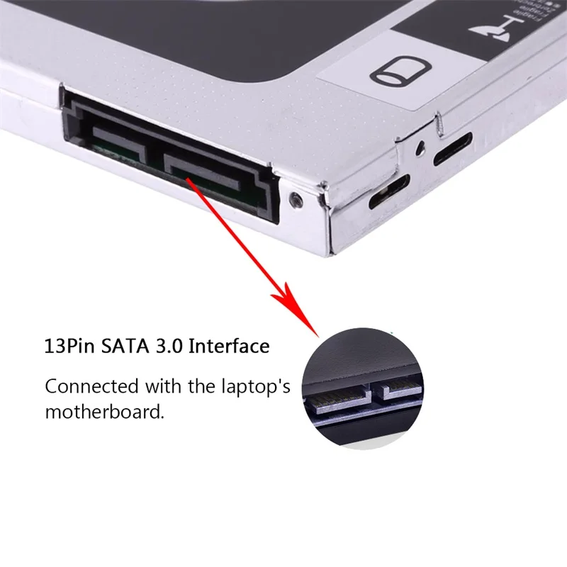 Алюминиевый переходник Optibay 9 5 мм SATA 3 0 для установки второго жесткого диска