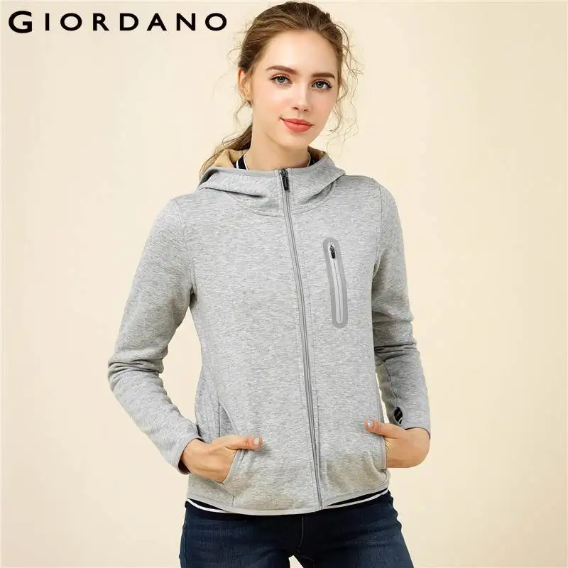 Giordano Women Sweatshirt Fleece Thick Hoodie Hooded Coat ...