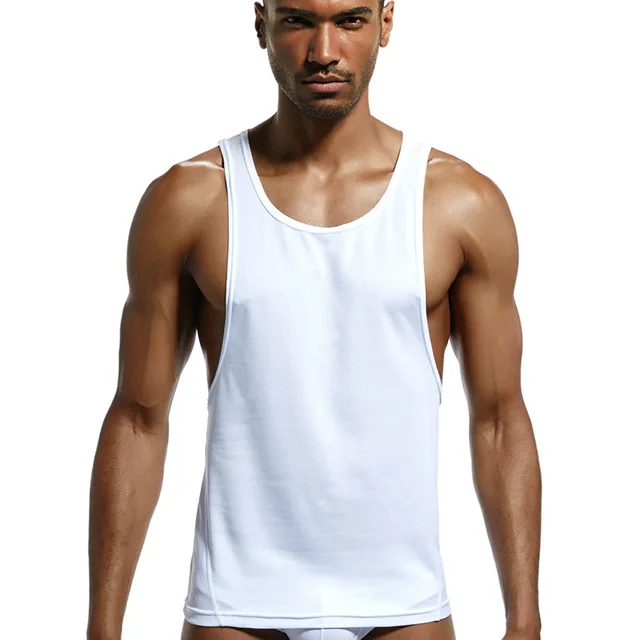 New Mens Tank Tops Fitness Bodybuilding Polyester Quick drying Fabric