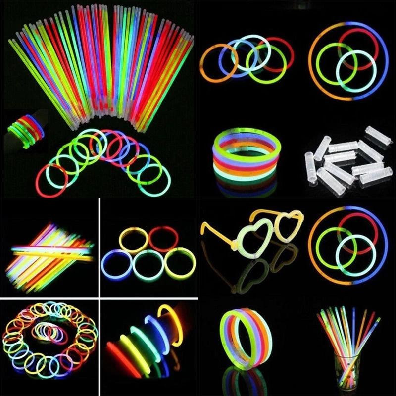 

100pcs Mix Color Glow Stick Safe Light Stick Necklace Bracelets Fluorescent forFestive Party Supplies Concert Decor Led Kids Toy