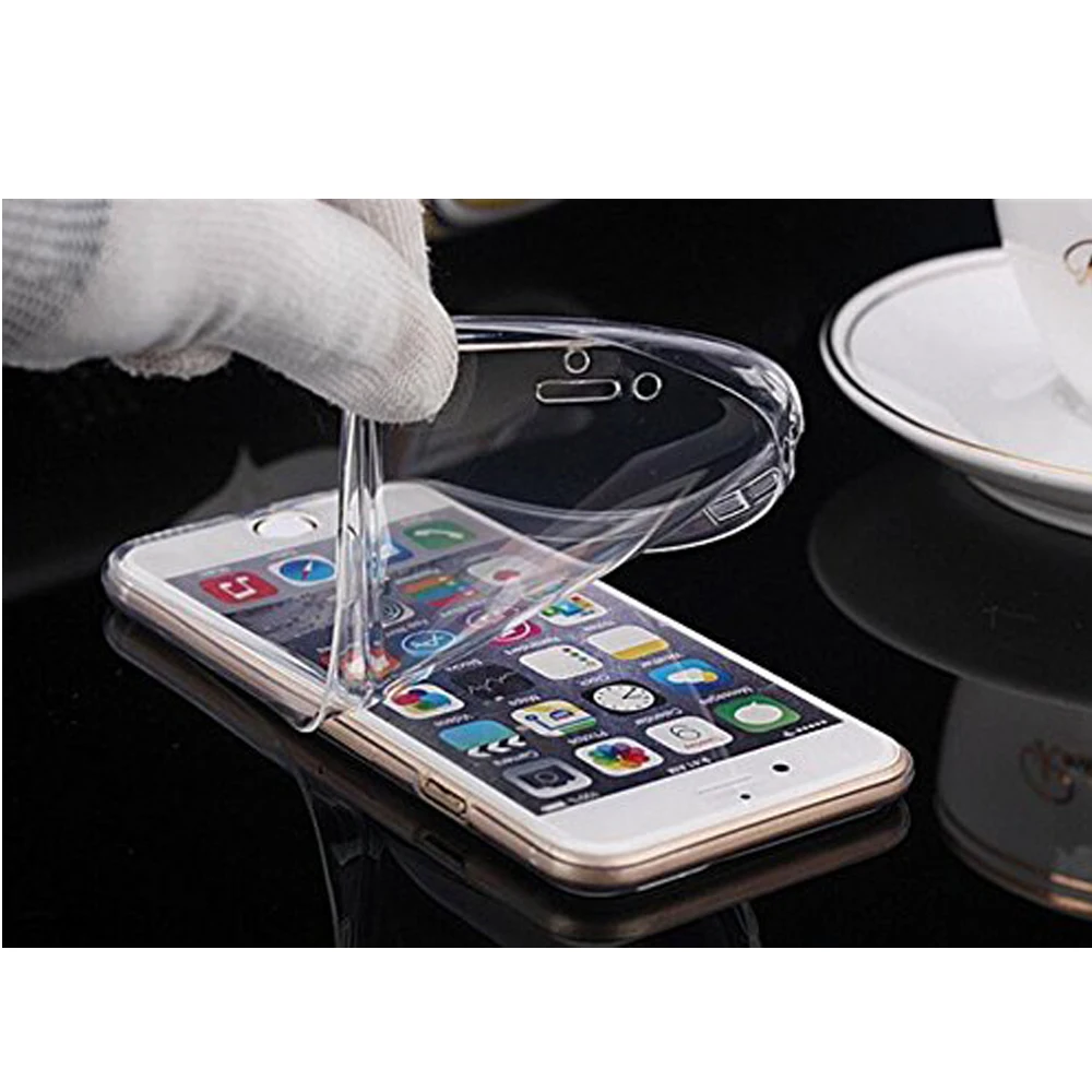 360 Degree Full Body Front&Back Soft Rubber Clear Cover For iPhone 6 6s Case Silicone Transparent Coque For iPhone SE 5s 6s Plus 3