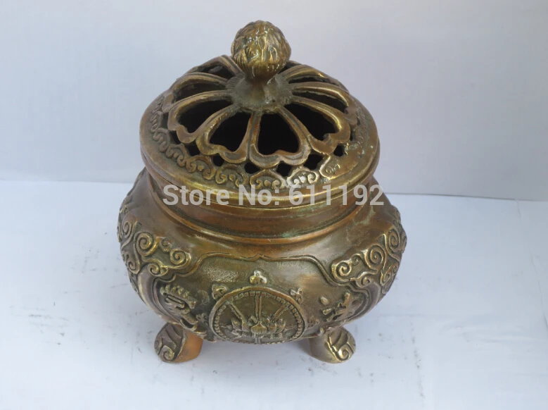 

Home decoration Antique copper Incense burner,Hand carved Religious Exorcism censer Metal crafts