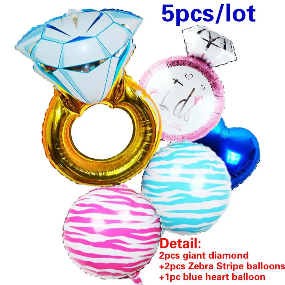 43inch Gold Diamond Ring Shape Foil Balloons 5pcs/set globos love for