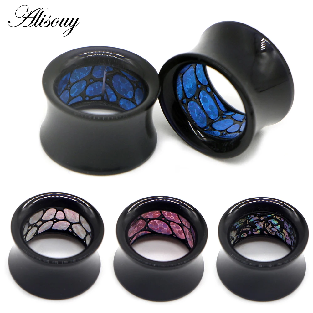

Alisouy 2PCS 8-30mm Black Tunnel Plug Piercings Acrylic Ear Taper Piercing Earlets Stretchers Gauge Expander Plugs Jewelry