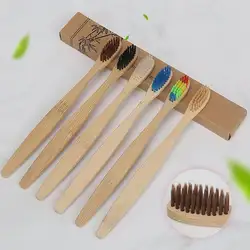 Бамбуковая зубная щетка Бамбук Зубная щетка натуральная бамбуковая ручка дерево здоровые Экологичные мягкие волосы