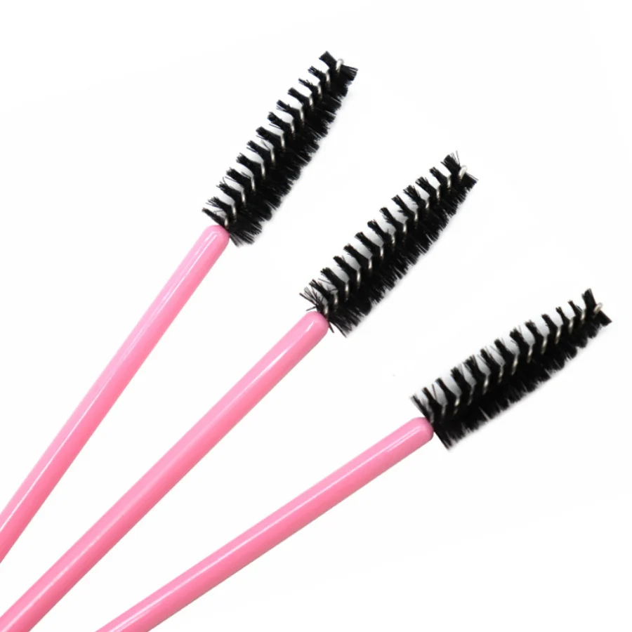 50 шт кисти для макияжа одноразовые щеточки для туши для ресниц аппликатор силиконовые ресницы для бровей косметические кисти для макияжа инструменты - Handle Color: 50 pink black