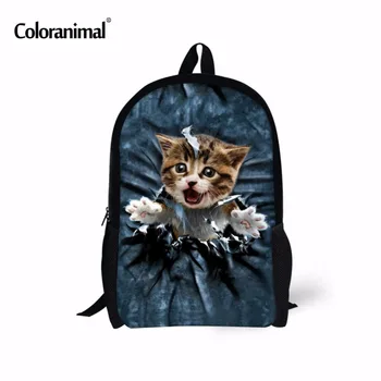 

Coloranimal Cute Student Schoolbags 3D Animal Cat Printing School Bagpack for Girls Boys Children School Casual Shoulder Bookbag