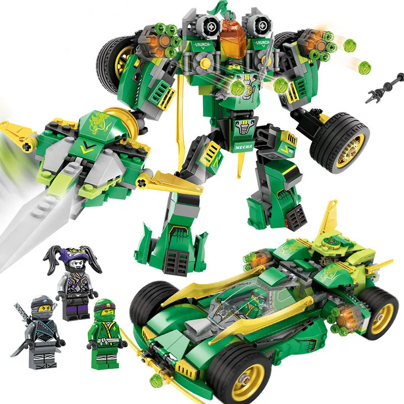 

509pcs 2in1 Transformed Mech Car Building Blocks Compatible Legoing Ninjago Armor Figures Bricks Educational Toys for children
