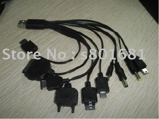 

Free Shipping+tracking number!! 10pcs/lot black Portable 8in1 USB Cable Charging+Data For Cell Phone/usb power data cable
