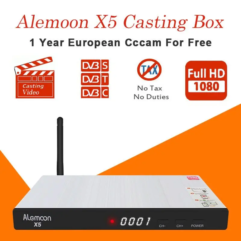 ALEMOON X5 IPTV приемник спутниковый HD рецептор с 1 год Европа cccam clines поддержка DVB-S2/T2/C для Испании Италия обновлен V8