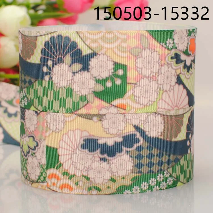

5yards 1-1/2 " 38 mm Japanese style flower pattern printed grosgrain ribbon party decoration gift ribbon Free shipping