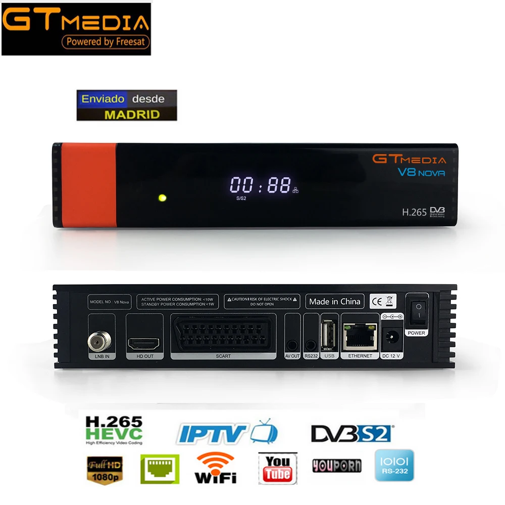 

2018 new Gtmedia V8 NOVA same as V9 SUPER, DVB S2 satellite receiver, Builtin wifi, support H.265, AVS+ upgraded on V8 super 1pc
