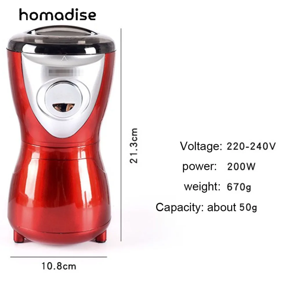 

220V 200W Electric Coffee Grinder Automatic Household Mill Can Grind Various Beans Spice Grinder Chargeable Kitchen Accessories