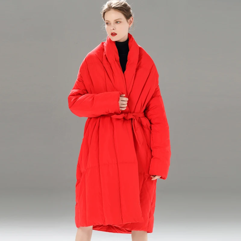 Original fashion style winter long down womens jacket thicken coat loose warm parkas cloak type outwear soft fabric comfortable