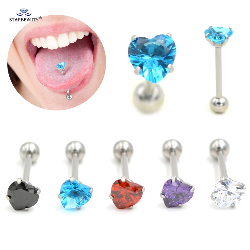 7mm бак для воды с яркими Bijoux (украшения своими руками) сердце язык кольцо пирсинг в