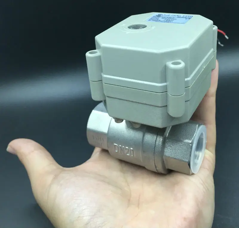 Китай(материк) моторизованный клапан Лидирующий бренд TF20-S2-C 2 Way Нержавеющая сталь 3/4 ''DN20 Электрический кран DC9V-35V 3/7 провода из металла Шестерни CE