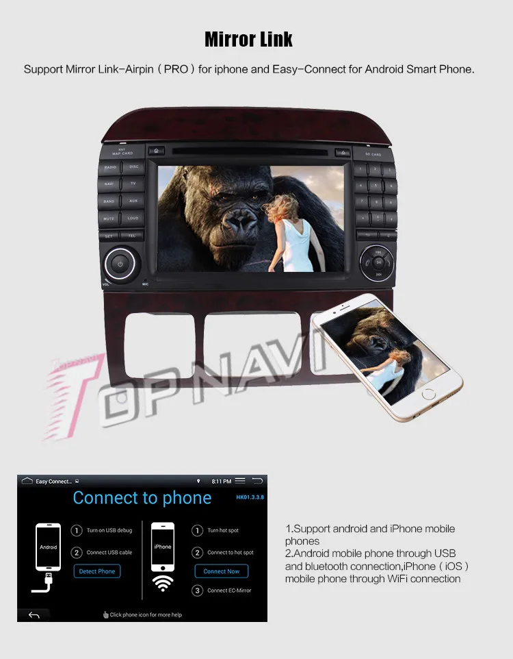 Flash Deal Topnavi Android 7.1 Car DVD Player Radio for Benz S Series R-W251/R280/R300/R320/R350/R500(2006-) Stereo GPS Naviagtion 2G+16GB 26