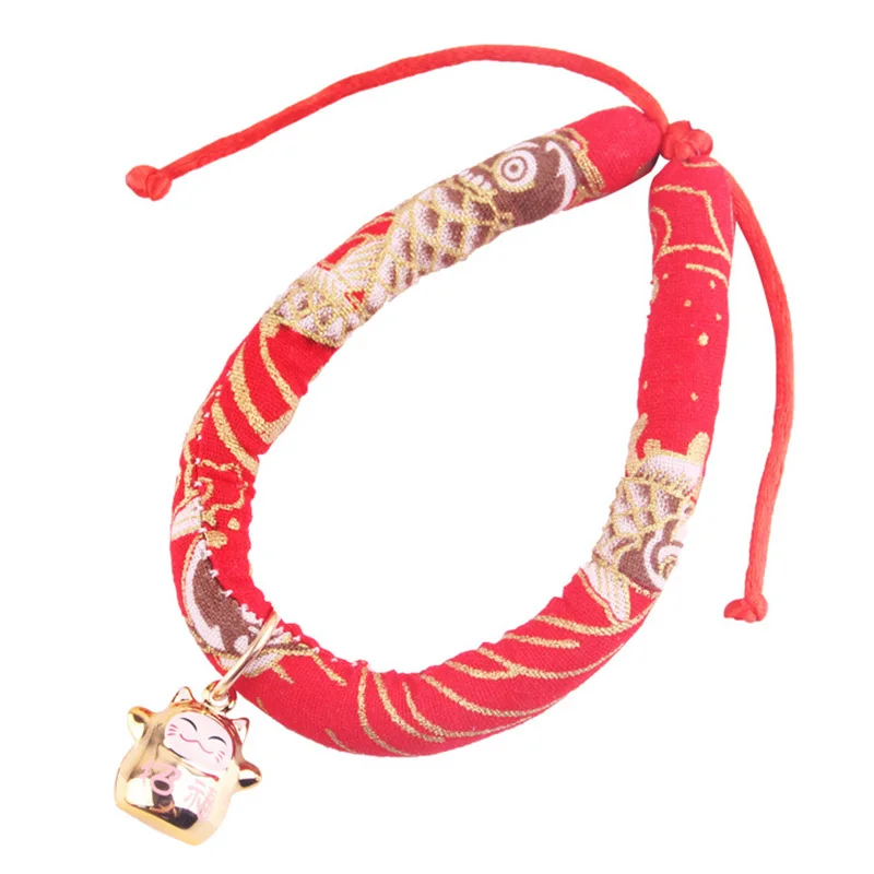 Adorable Cats Collar Japanese Sakura Printed Pattern with Bell for