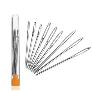 

DHL 500set practical 9pcs/set Large Eye Sewing Bodkin Needles Stainless Steel Wool Sewing Embroidery