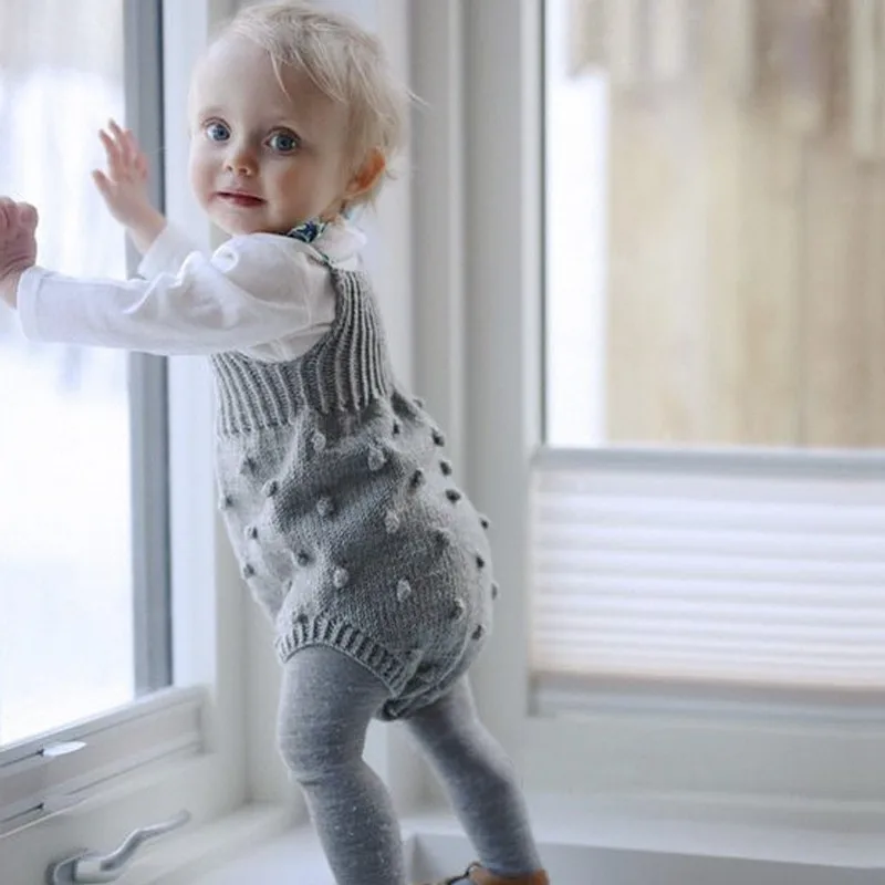 

Baby Rompers Newborns Baby Girl Clothes Casual Grey Spring Autumn Knitted Jumpsuits Baby Sleeveless Bottom Baby Clothing