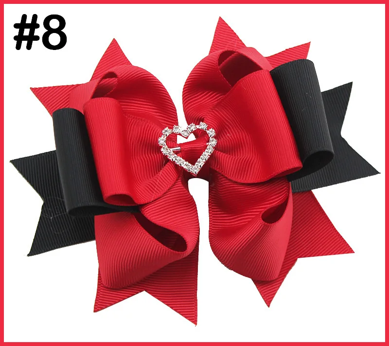 

free shipping 300pcs 5-5.5'' rhinestones valentine's layered hair bows solid diamond big hair bows girl hair accessories with