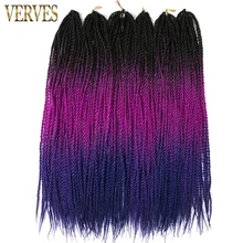 VERVES Ombre Сенегальские вьющиеся волосы 30 корней/упаковка 24 дюйма вязанные косички синтетические плетеные волосы для женщин серые, Бонде, фиолетовые
