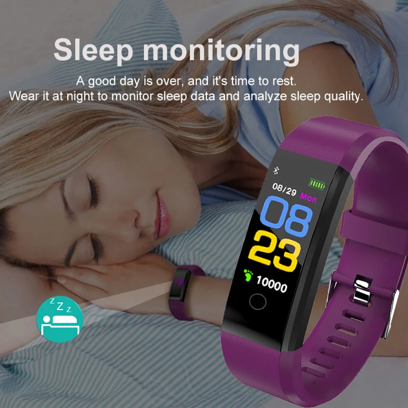 MNWT 5 Colour Wristband Smart Watch Men Women Heart Rate Monitor Blood Pressure Fitness Sports Smart Bracelet For IOS Android