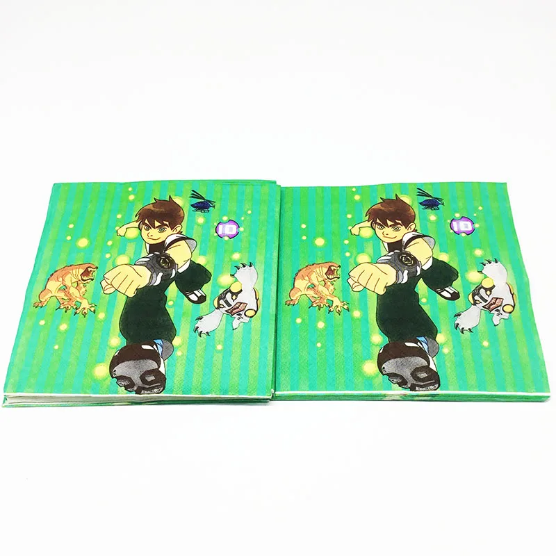 20pcs/pack disposable napkins Ben 10 theme birthday party decorations Ben 10 disposable napkins baby shower decorations