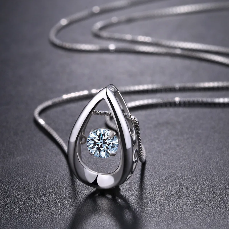 LOZRUNVE S925 pure silver spirit dripping crystal pendant clavicle necklaces Necklace Jewelry