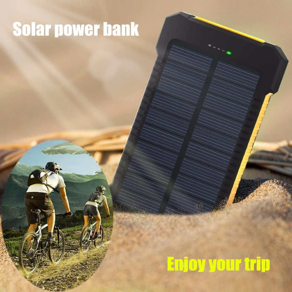New Solar Power Bank Dual USB Power Bank 20000mAh waterproof powerbank bateria external Portable Solar Panel with LED light