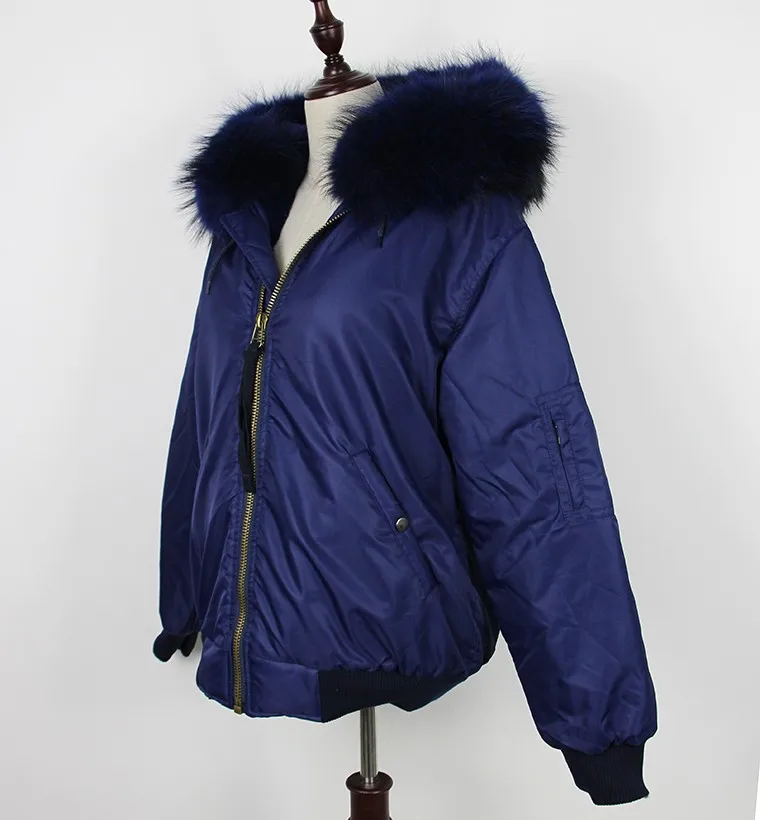 Водонепроницаемая куртка-бомбер, большой капюшон из меха енота, зимняя куртка для женщин, парка из натурального меха, пальто для женщин, теплая толстая подкладка