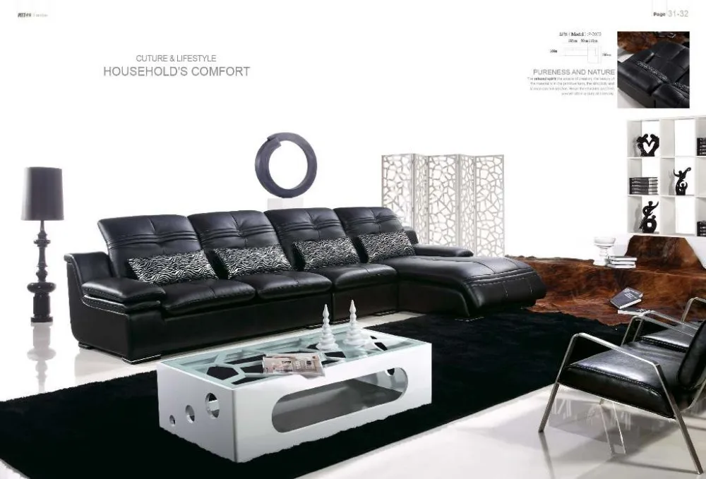 

High quality top grain genuine leather luxurious grand sofa sets lounge chaise living room sofa