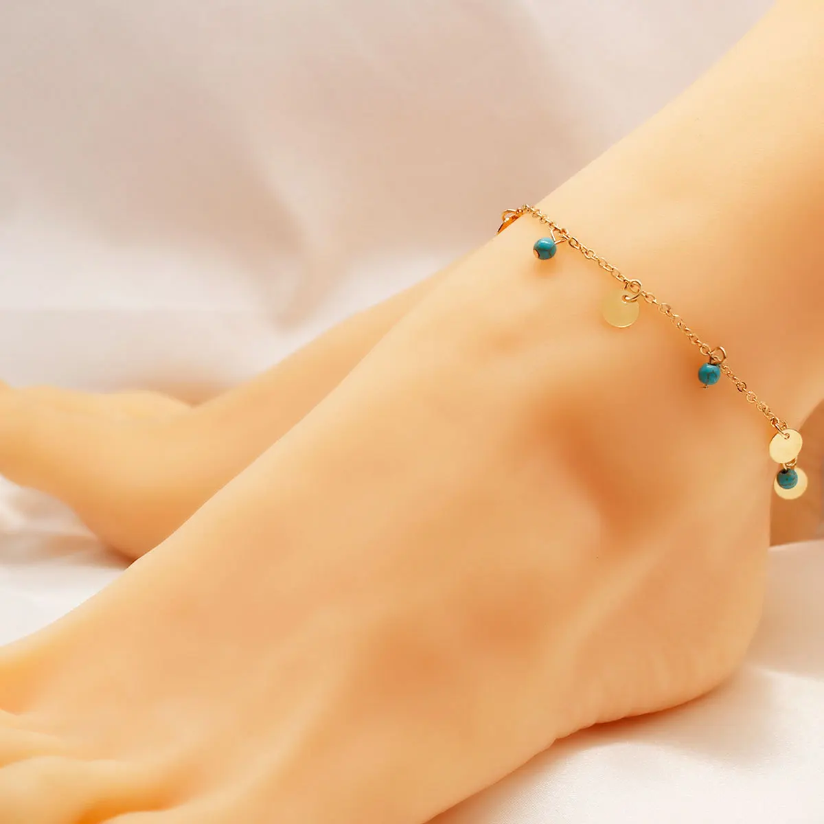 

Bohemian Summer Beach Stone Beads Ankle Bracelets for Women Sequins Adjustable Anklets Foot Jewelry