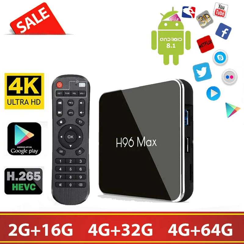 

H96max X2 Android 8.1 tv Box Amlogic S905X2 4+32G/64GB 2.4G+5G wifi 4K H.256 Smart tv IPTV Subscription m3u Set Top Tv Box tv