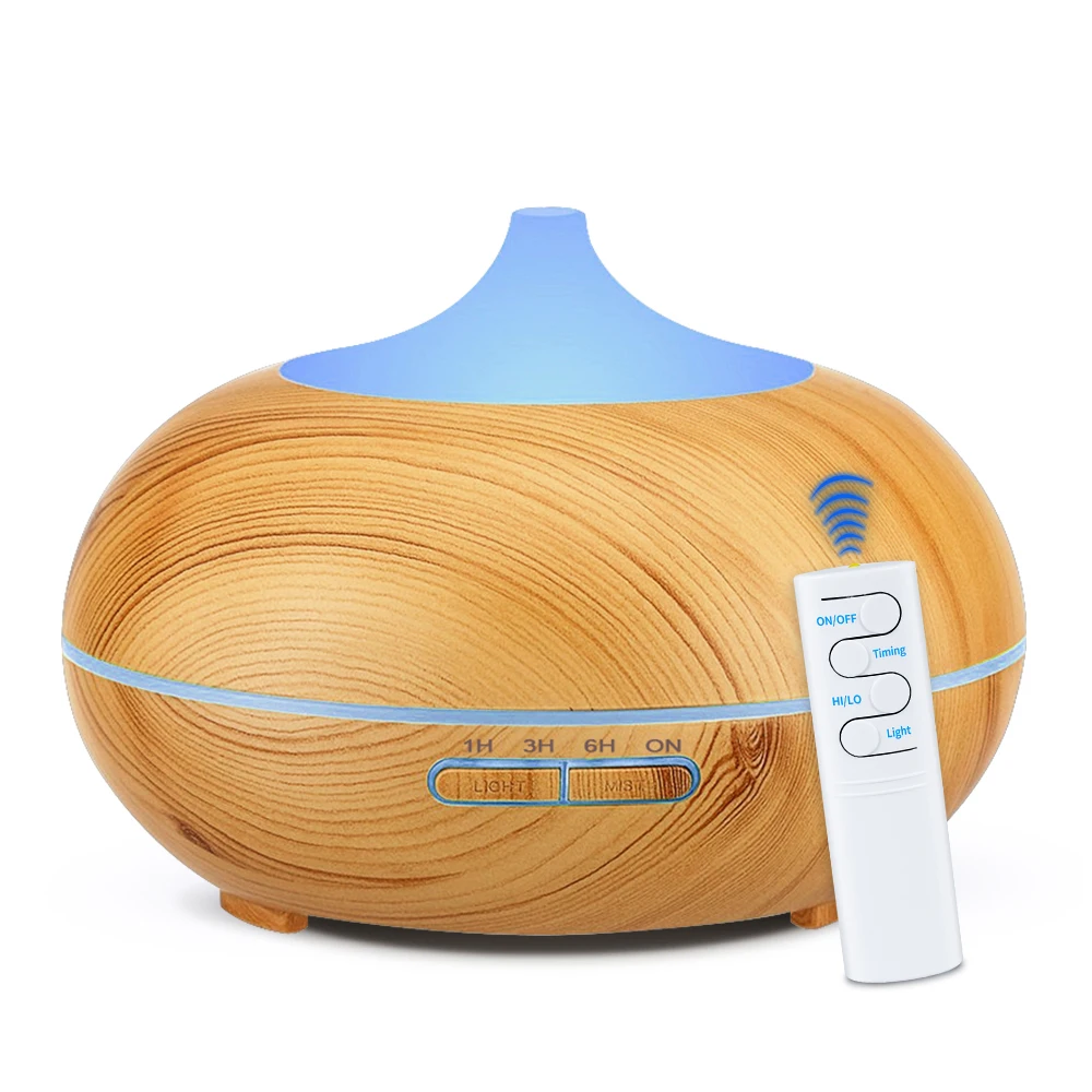 550ML Remote Control Aroma Diffuser Aromatherapy Wood Grain Essential