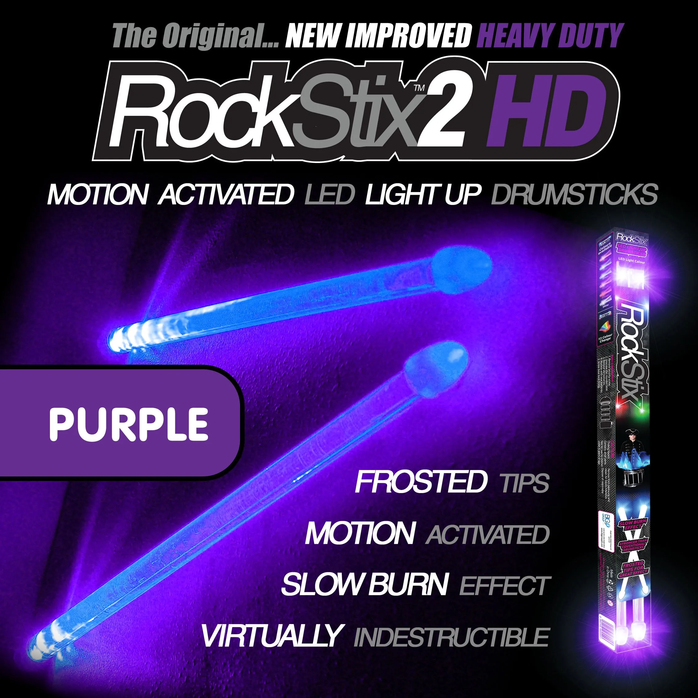 Rockstix 2 HD яркий светодиодный голени с 7 индивидуальными цветами доступны, Firestix Upgradte до RockStix - Цвет: Purple