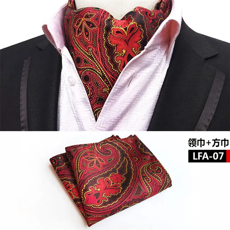 head scarf men 2 Pcs/Set Luxury Men Formal Scarf Set Jacquard Woven Paisley Scarves with Handkerchief Sets for Wedding Party mens navy scarf Scarves