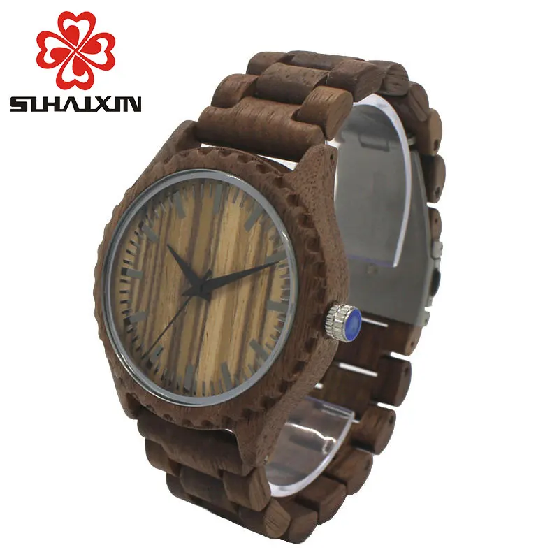 Redear New Analog Luxury Wood Watch for Men, Maple Walnut Wooden Quartz Wrist Watch