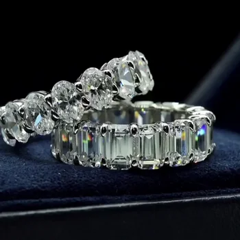 

925 sterling Silver Eternity Promise Ring AAAAA cz Statement Party Wedding Band Rings For Women Men Engagement Jewelry