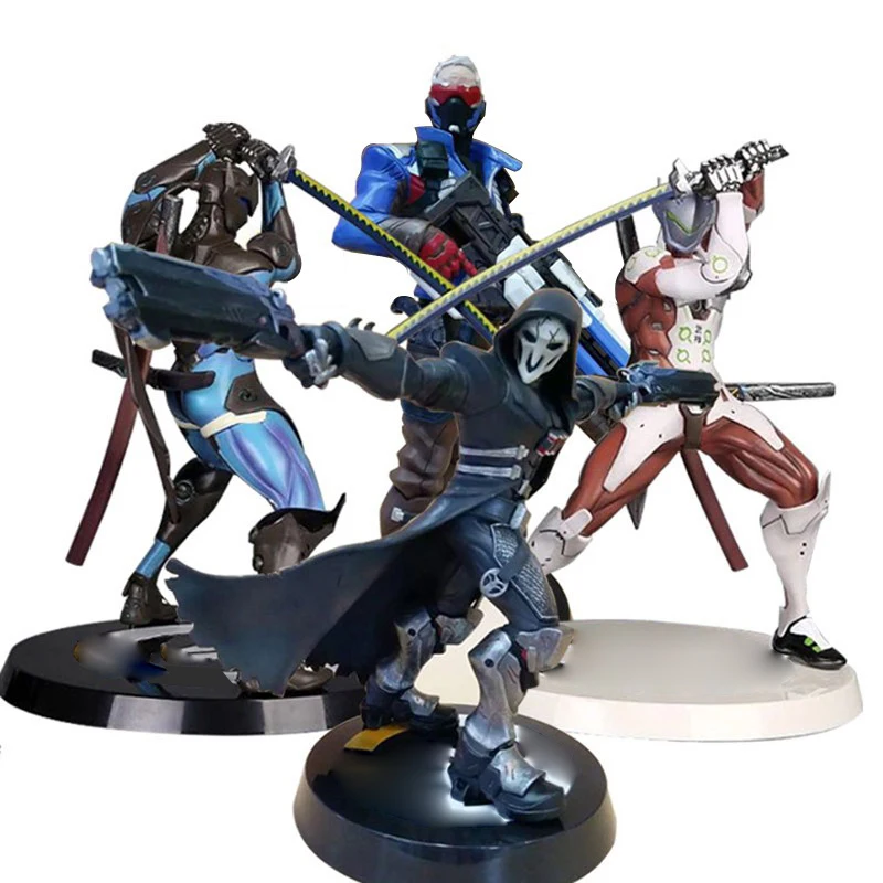 OW black/ white Reaper Genji Soldier 76 фигурки персонажей 26-30 см Статуэтка из ПВХ(китайская версия