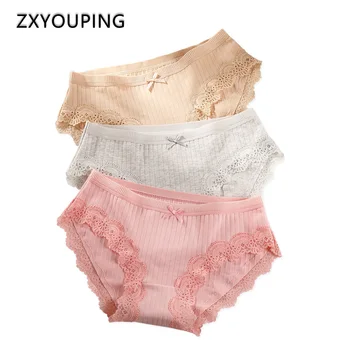 

Sexy Cotton Panties Women Underwear Lace Mid Rise Briefs Seamless Soft Lingerie Breathable For Female Honeycomb Bacteriostatic
