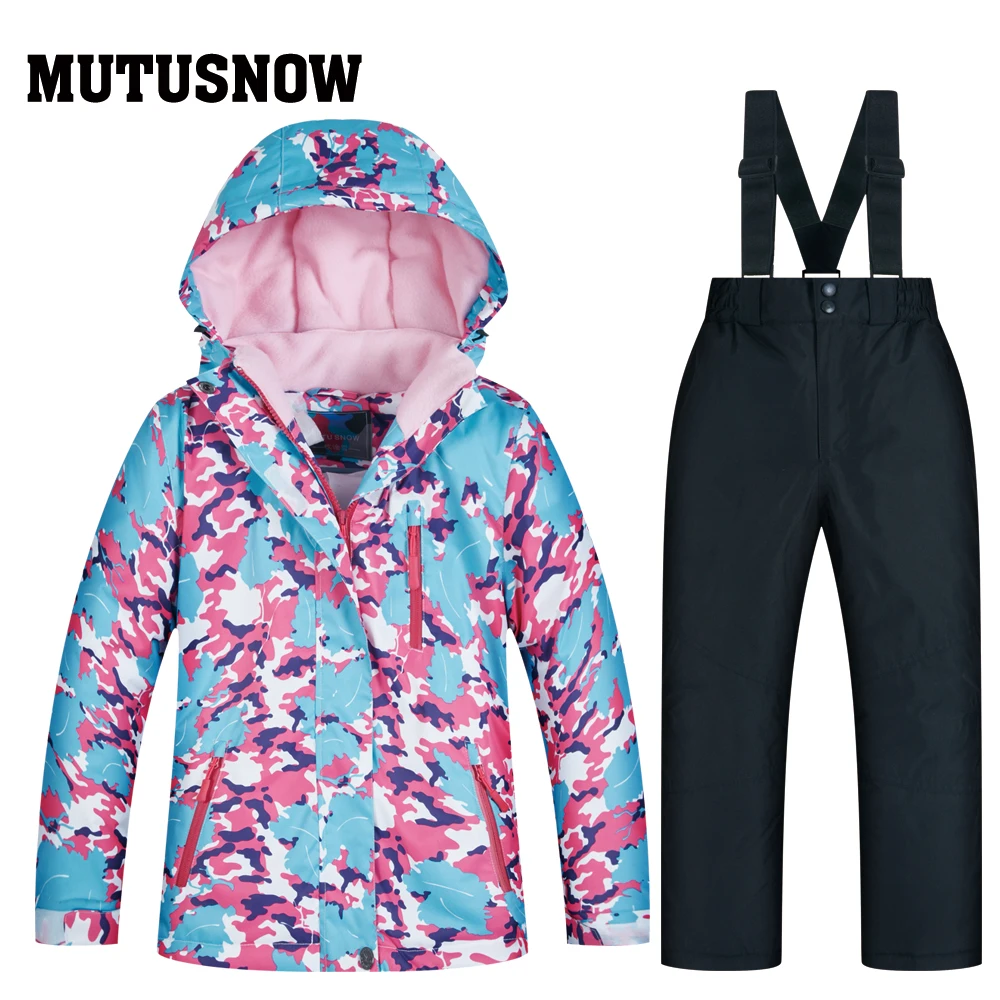 MUTUSNOW/; лыжный костюм для девочек; водонепроницаемый ветрозащитный лыжный сноуборд; теплая детская одежда с капюшоном; комплект одежды для маленьких детей