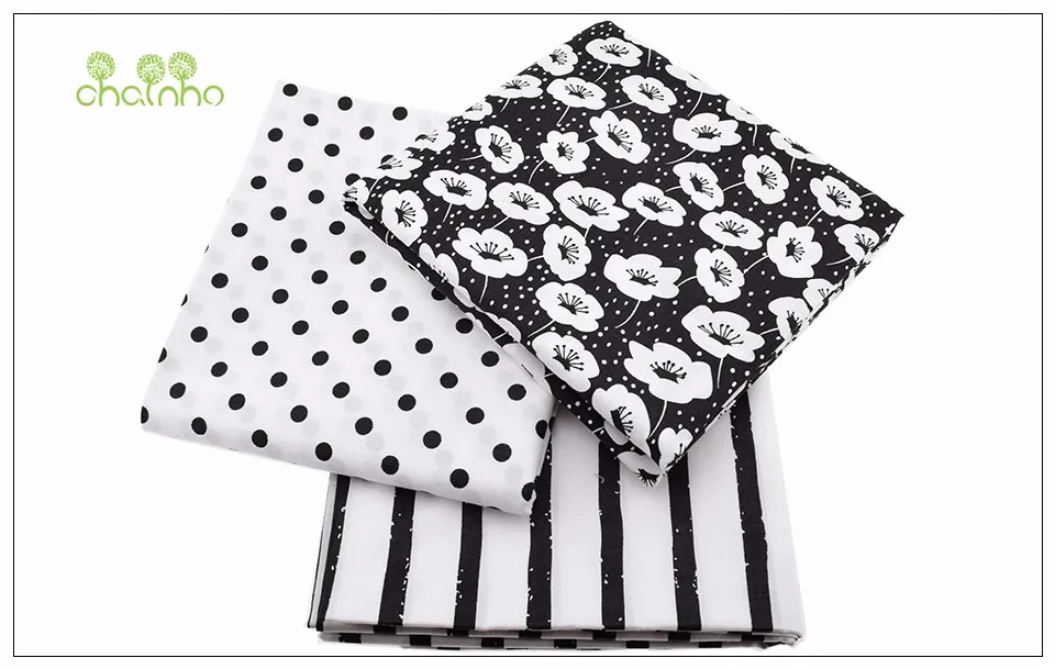 Саржевая хлопковая ткань с принтом для шитья, черно-белая ткань, Детские простыни, одежда для сна, детское платье, юбка, материал CC113