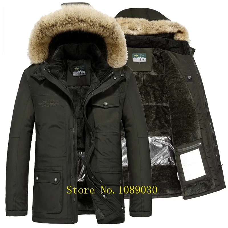  AFS JEEP Russia Winter Jacket Men Intelligent Design Smart Heating Temperature Controllable Fur Col - 32918736177