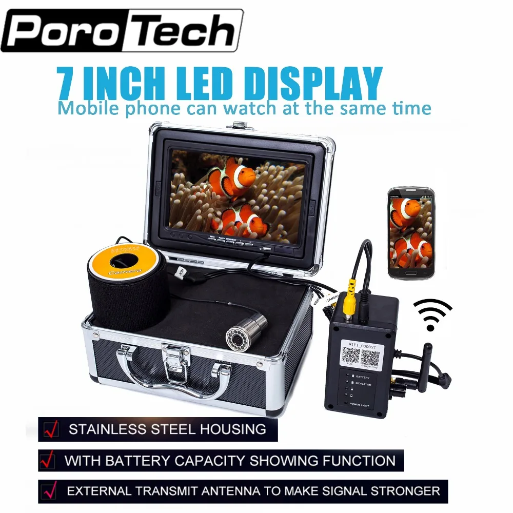 WF13W 15M/30M/50M Deep Water Underwater Fishing Camera 7 Inch LCD